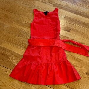 Tahari Bright dark orange Sleeveless Belted Dress